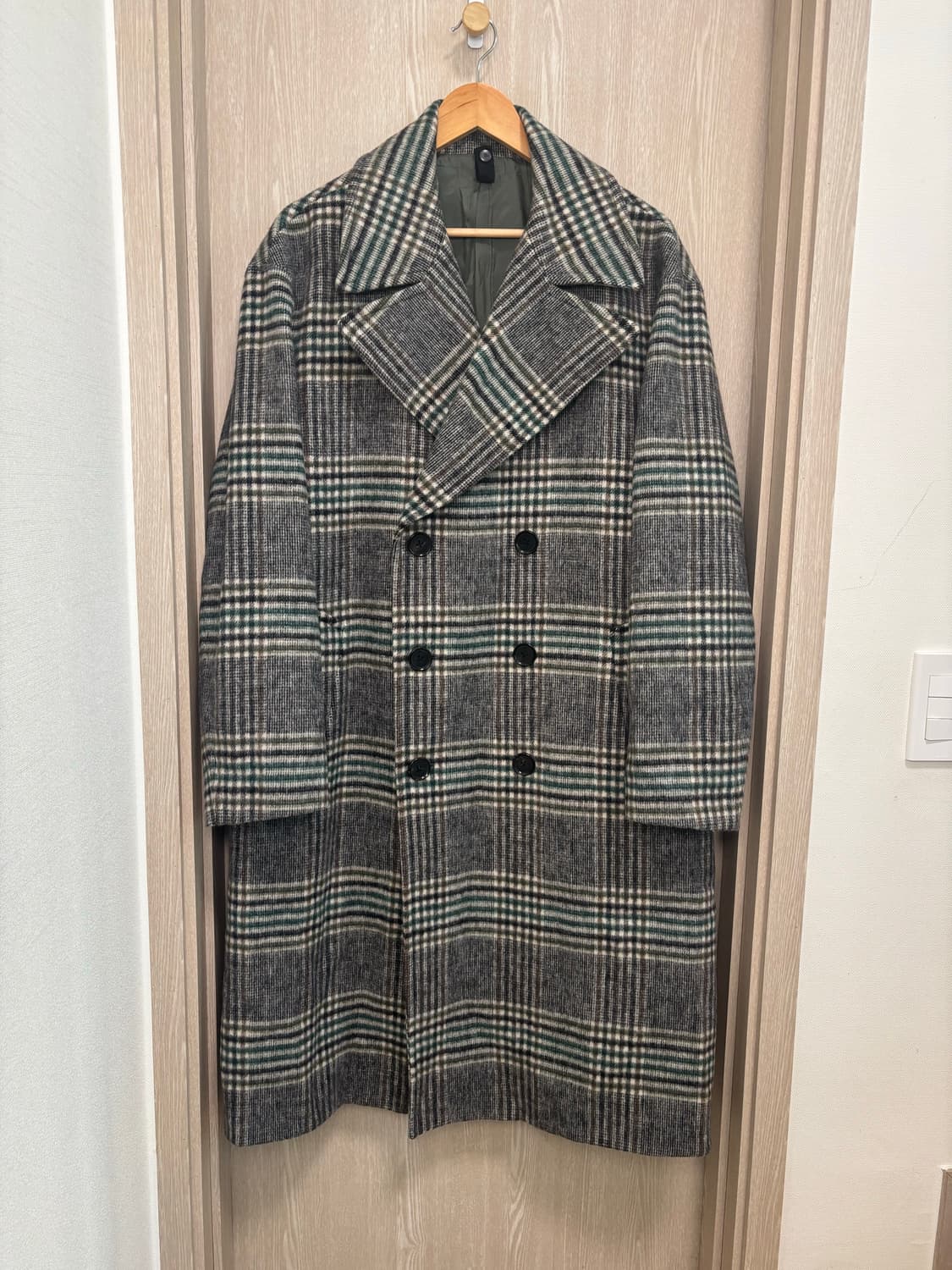 알레그리 울블렌드 더블 체크 롱코트50/105 상품이미지1