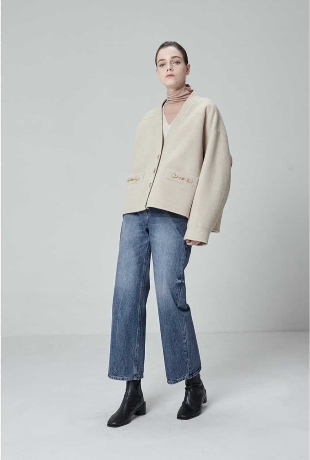 (한섬) 시스템 체인 디테일 울캐시미어 자켓 상품이미지1