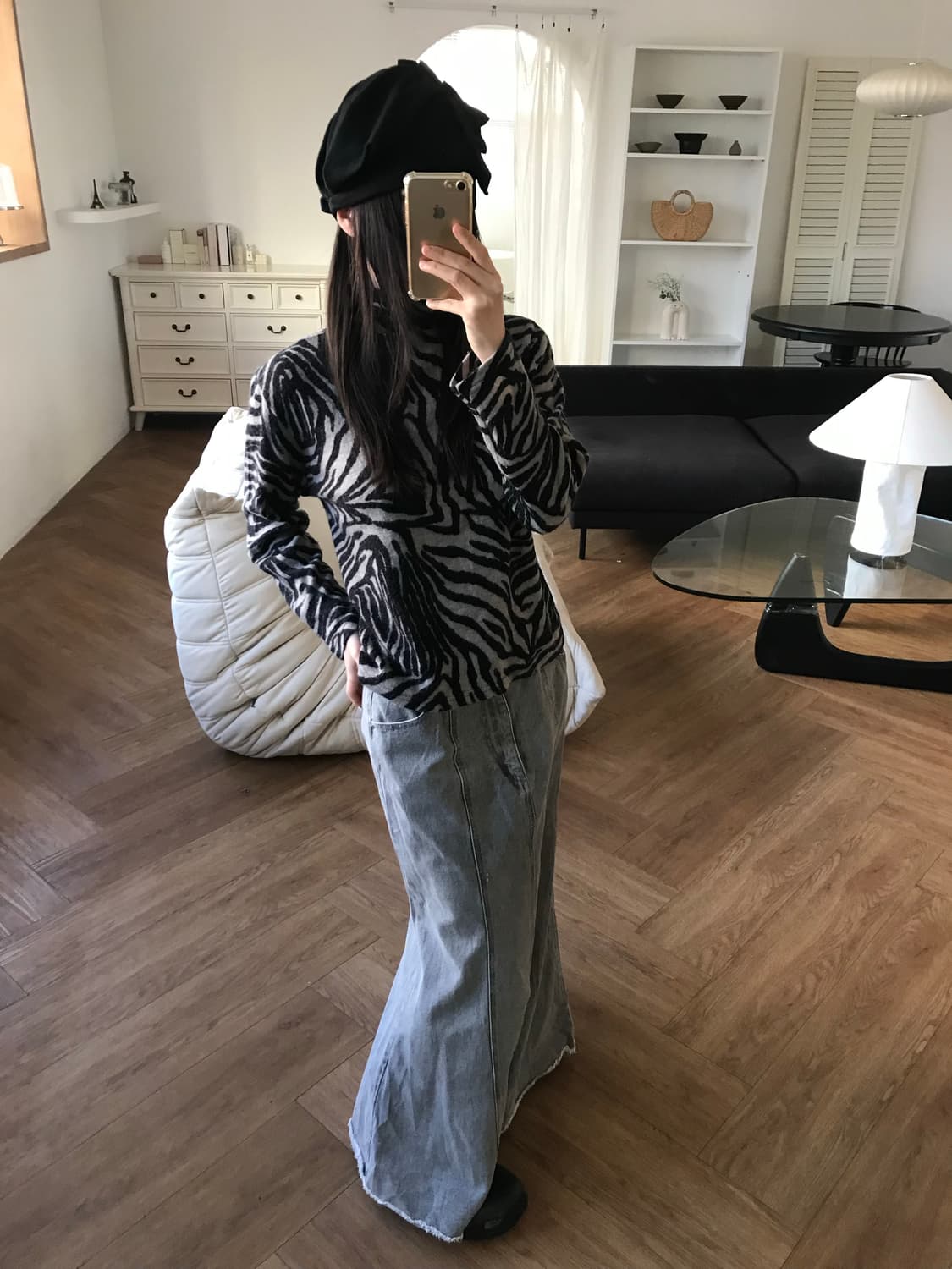 vintage denim long skirt (27inch) 상품이미지4