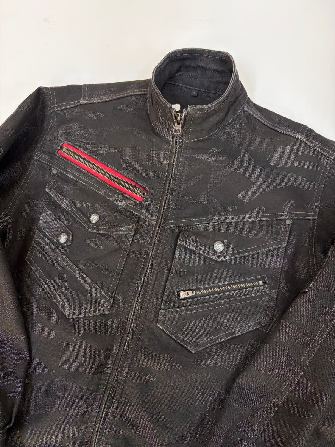 Jawin 블랙 카모 집업 워크 자켓 상품이미지2