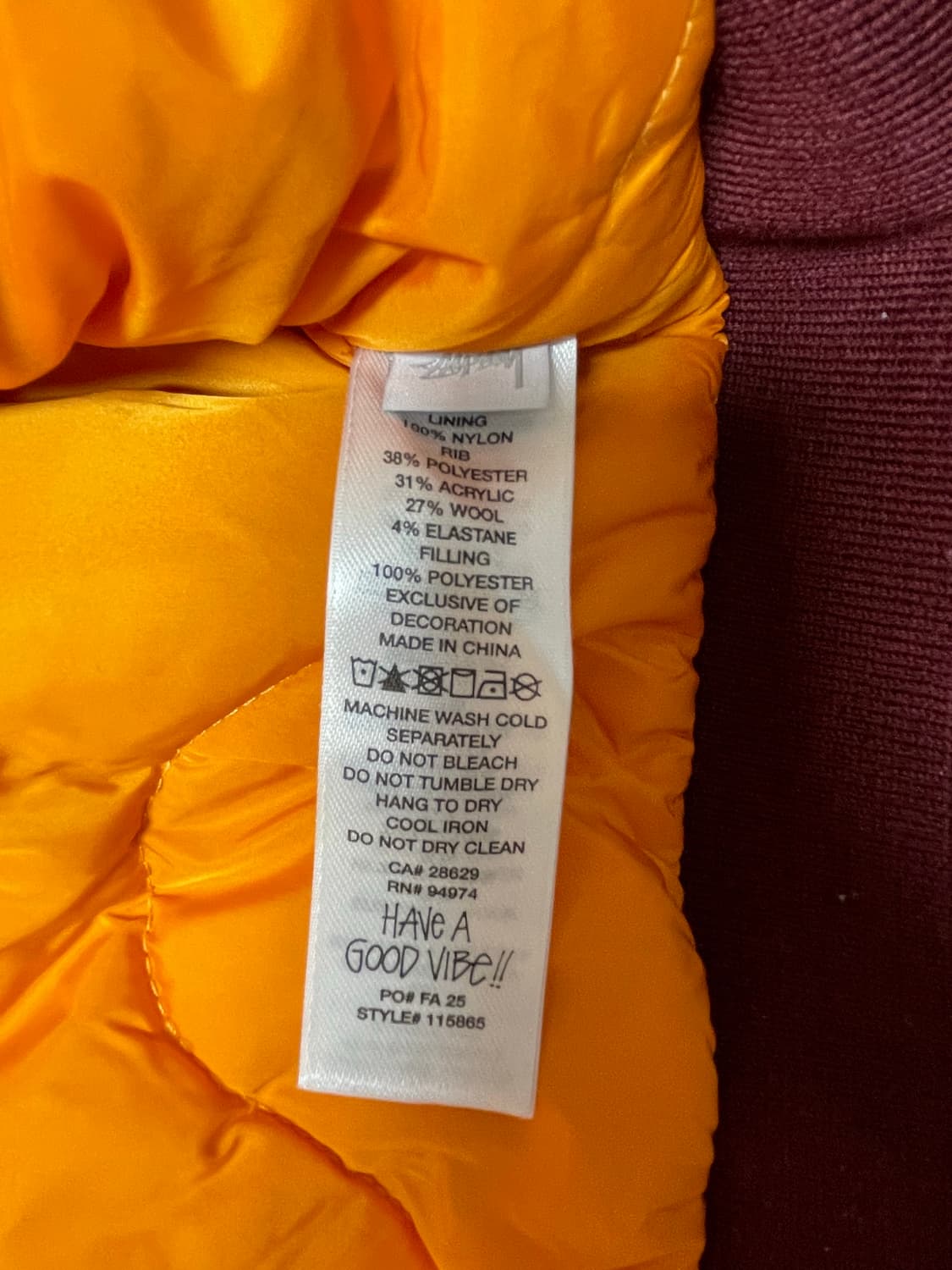 스투시 플라이트 봄버 버건디 L사이즈 상품이미지3