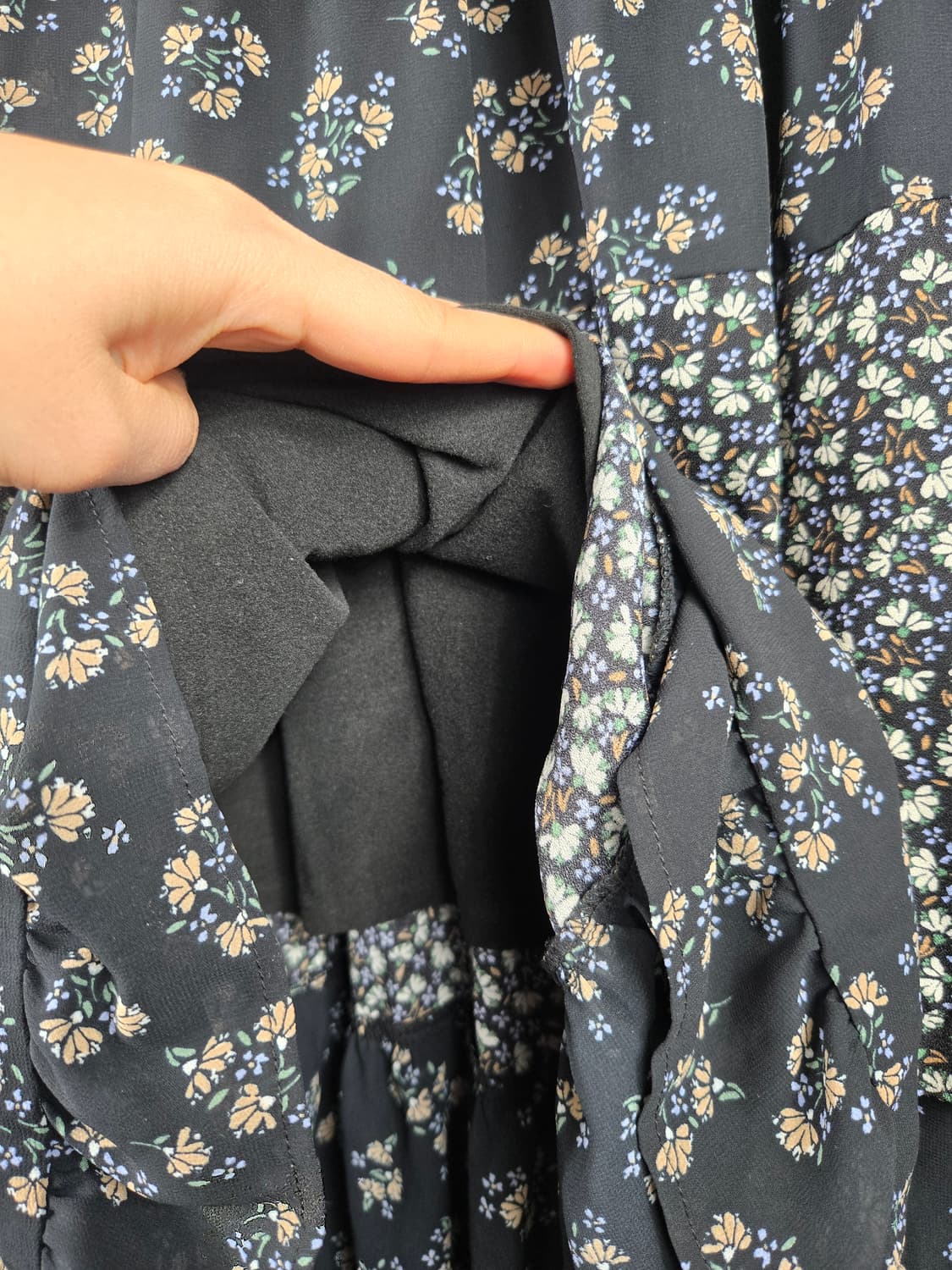 [무료배송]써스데이아일랜드 M 기모 안감 플라워 쉬폰 롱 원피스 상품이미지5