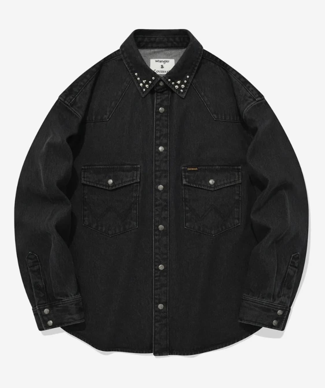 [COVERNAT X WRANGLER] 카라 스터드 데님 셔츠 다크 그레 상품이미지1