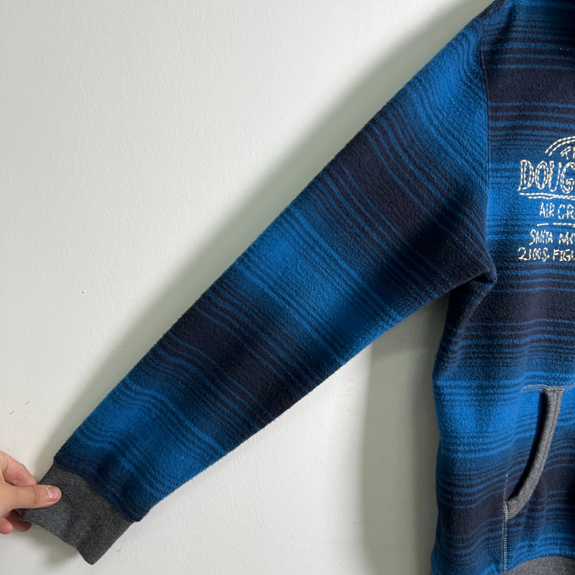 Avirex 아비렉스 블루 체크 패턴 후드집업 L 상품이미지7