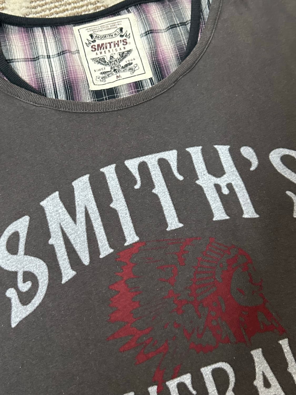 Smith’s American y2k 체크 레이어드 반팔탑 상품이미지2