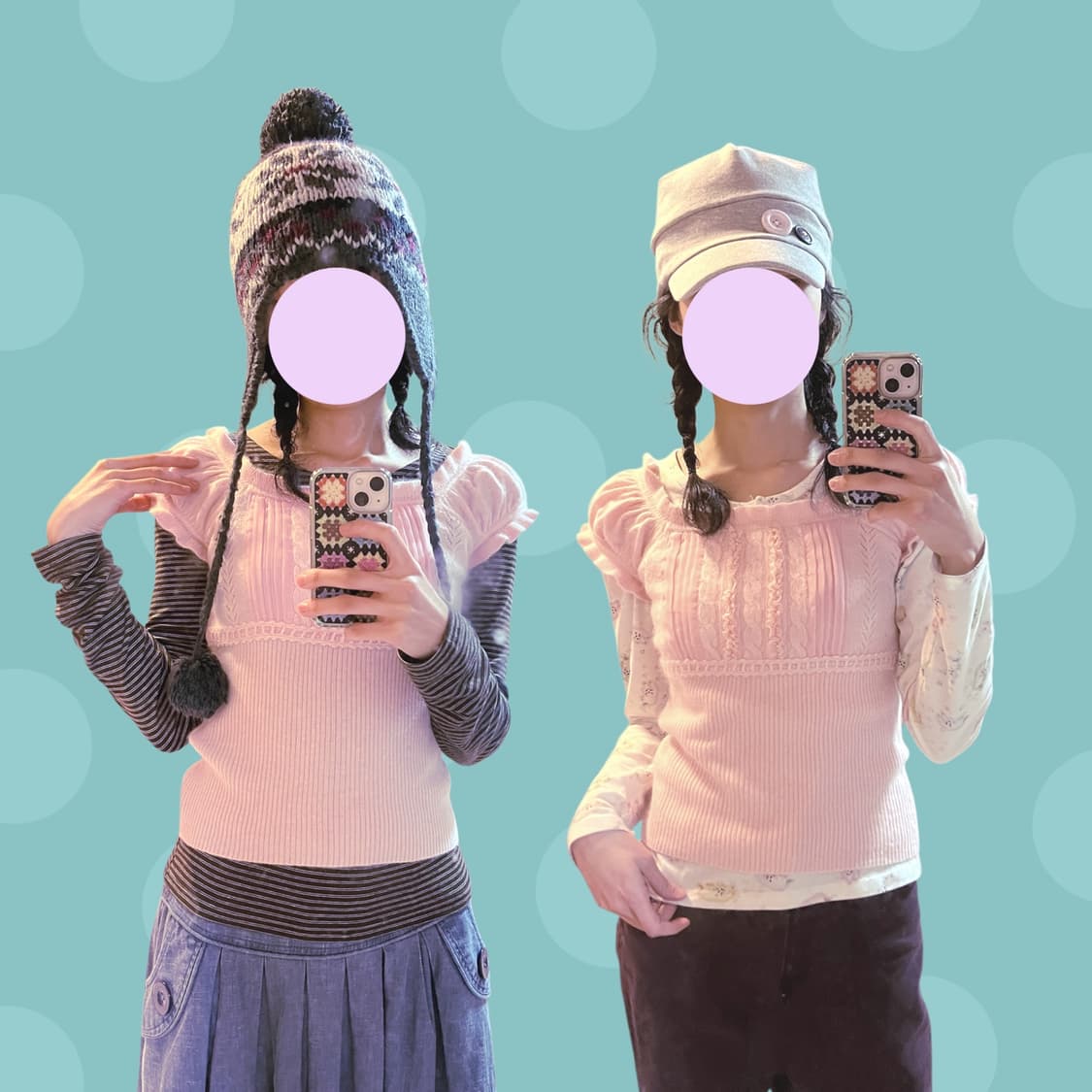 대장 빈티지 연핑크 반소매 퍼프 소매 니트 상품이미지2