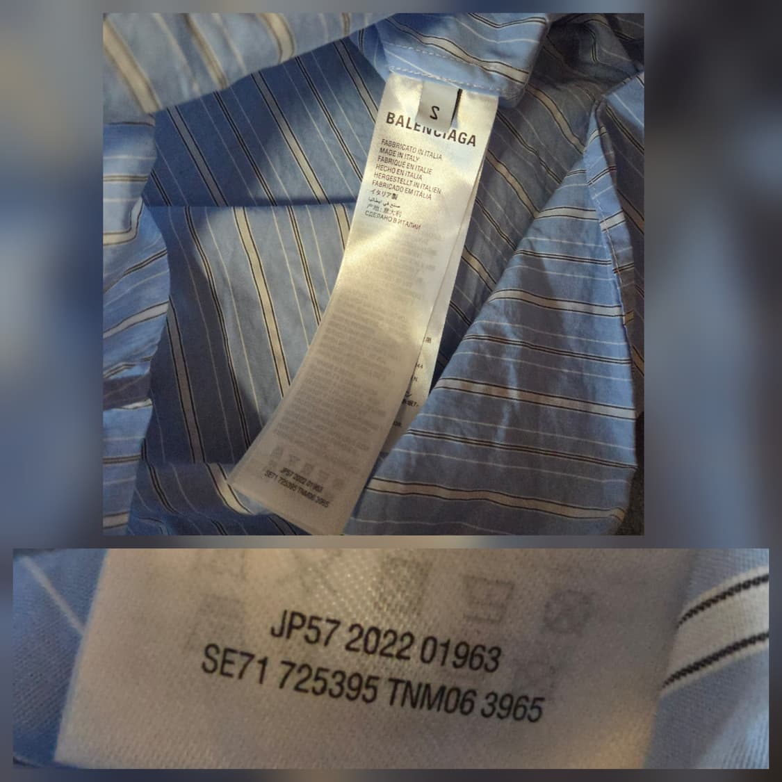 발렌시아가 스트라이프 백로고 오버 셔츠 S 상품이미지9