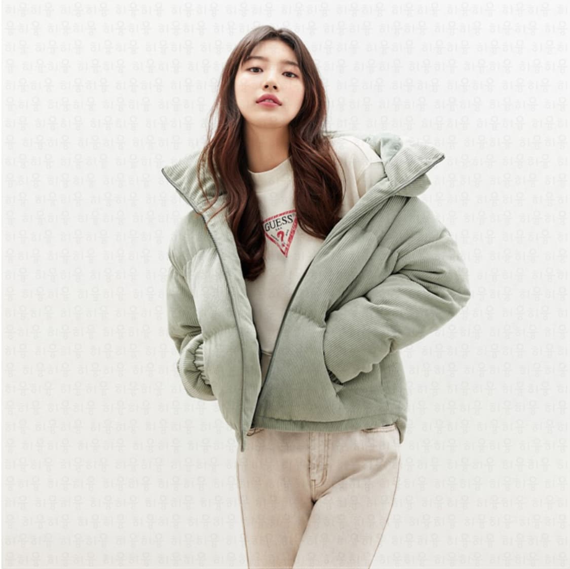 게스 코듀로이 하이넥 푸퍼 패딩 85 수지패딩 상품이미지2