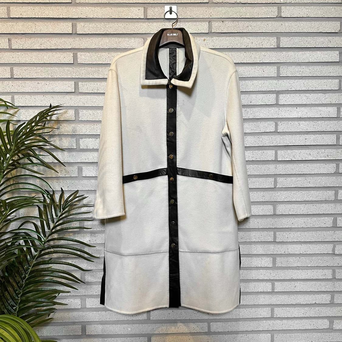 USA VINTAGE 캐시미어 무스탕 롱코트 스냅버튼 디테일 화이트 상품이미지1