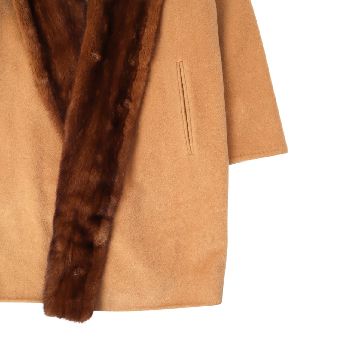 막스마라 카멜 울 캐시미어 퍼 코트 상품이미지4