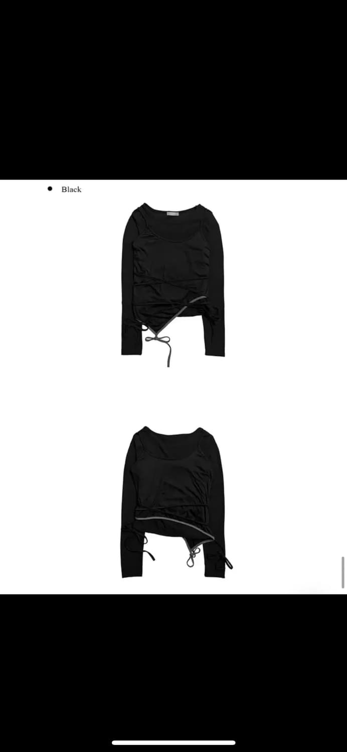 애니원모어 레이어드 고코 배색 레이어드 나시 티셔츠 세트 블랙 상품이미지2