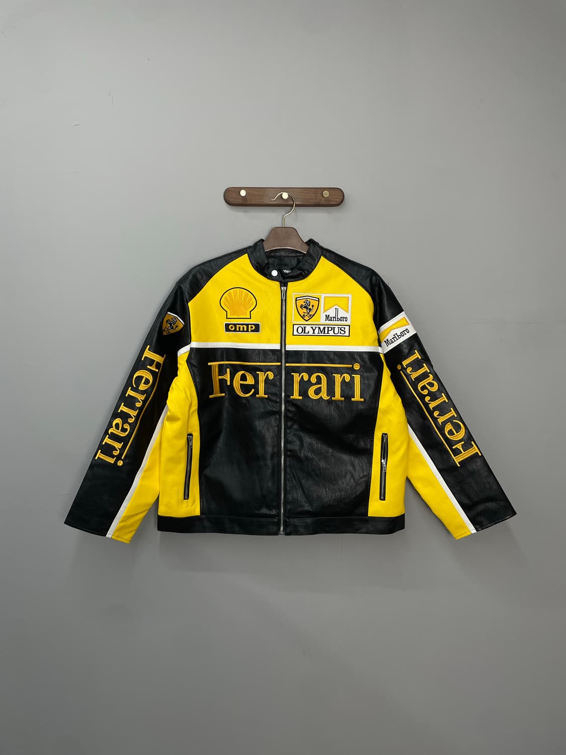 페라리 말보로 패치워크 옐로우 배색 레더 레이싱 자켓 H1841 상품이미지2
