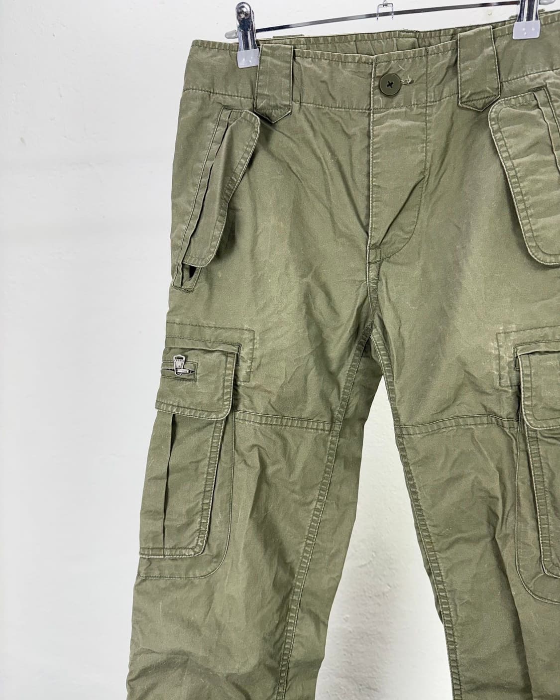 디젤 가먼트 워시드 그린 버튼 플라이 워크 카고 팬츠 상품이미지2