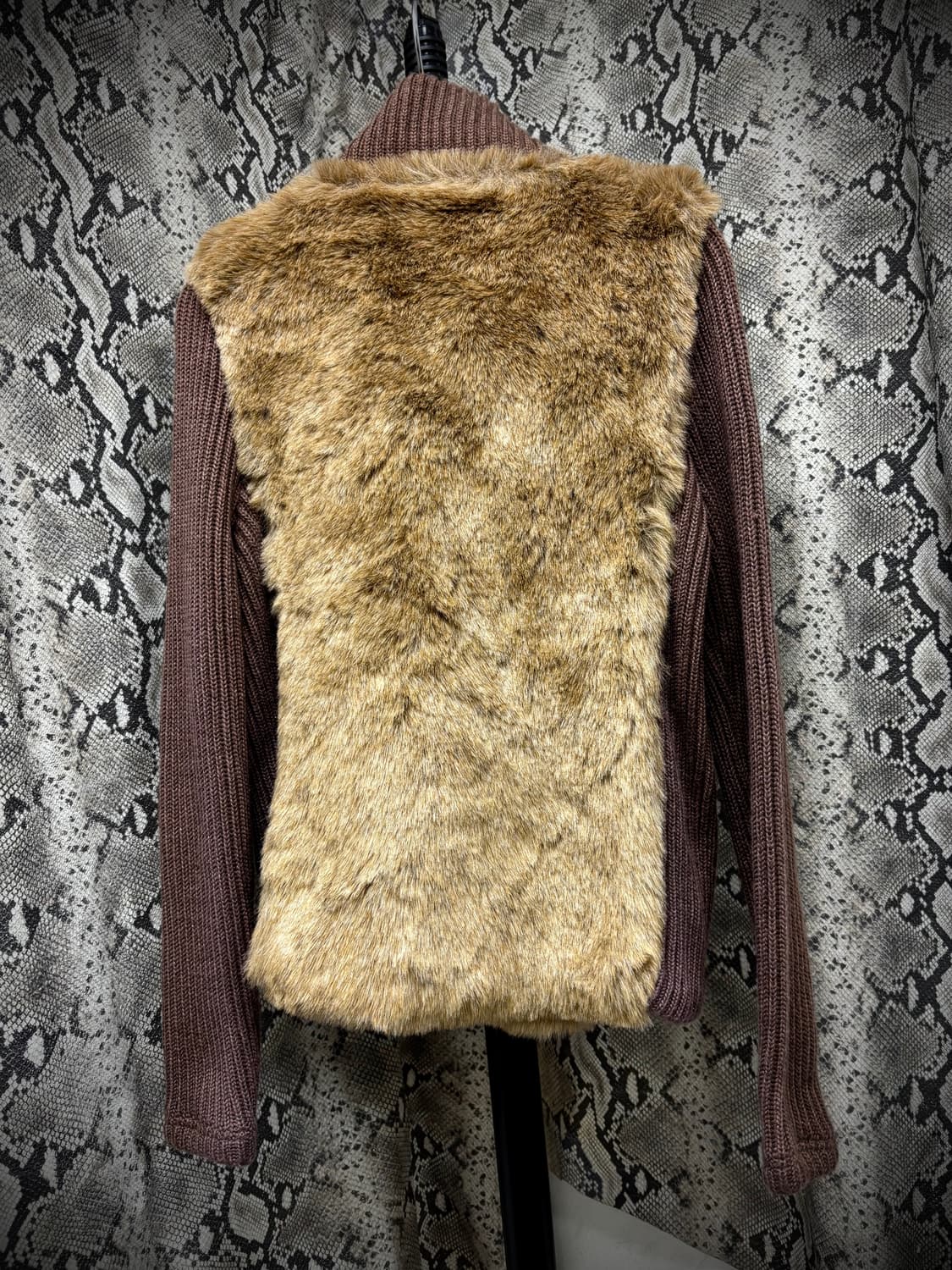 [Y2K]Brown Fur Trimming Knit Zip Up 상품이미지10