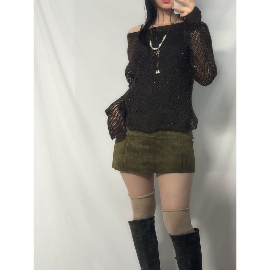 스팽글 네트 니트 탑 상품이미지1