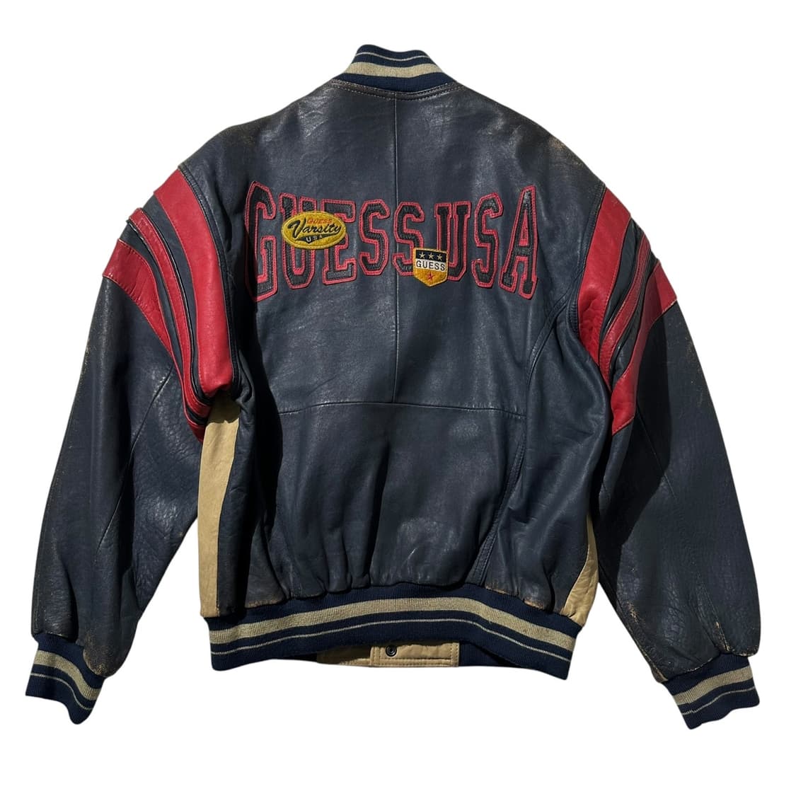 90‘s 게스 레더 바시티 자켓 상품이미지3