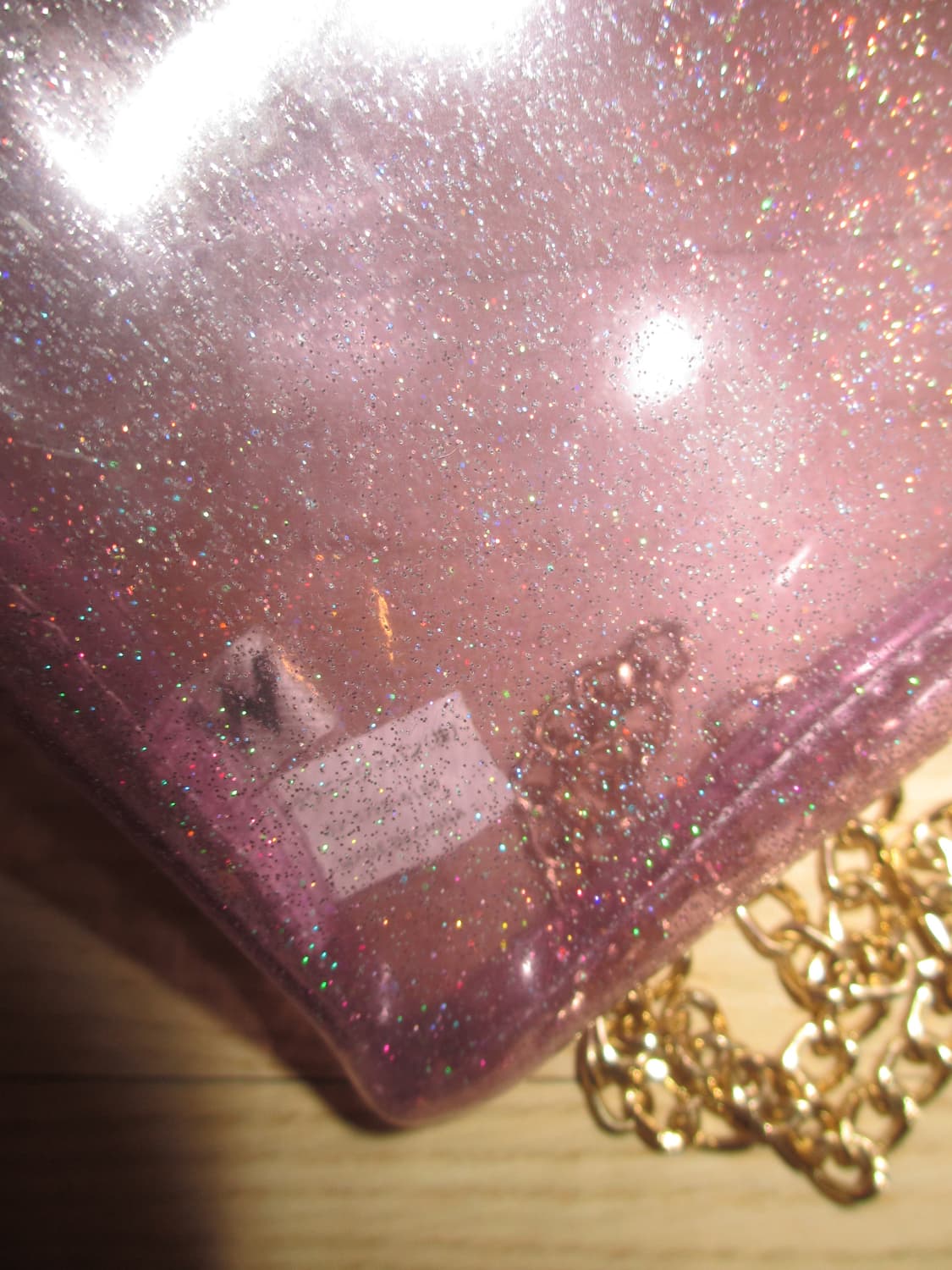 W C 펄 바이올렛 투명 PVC 체인 크로스백 상품이미지2