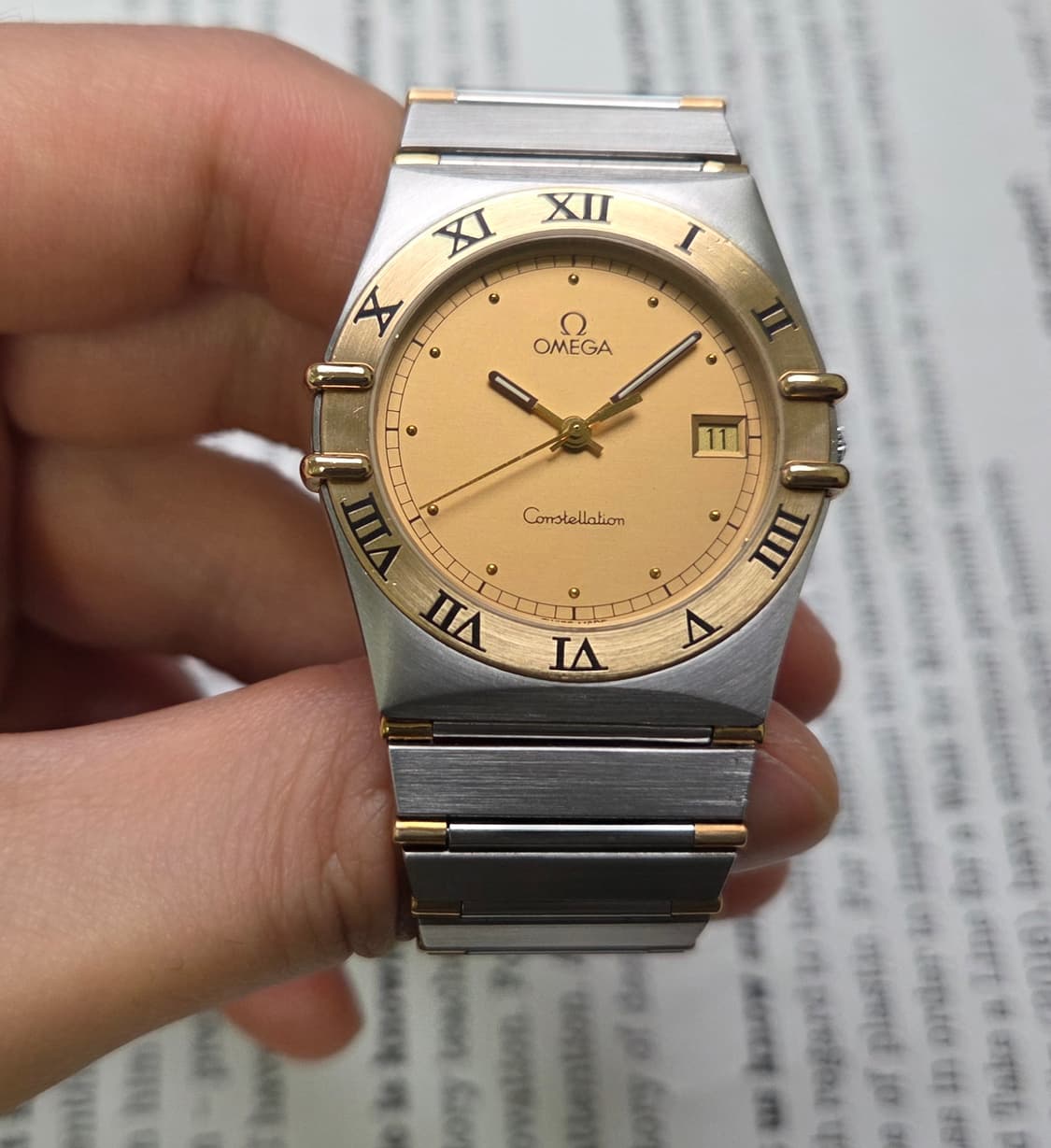 빈티지 오메가 컨스틸레이션 콤비 오리지널 샴골판 하프바 쿼츠   상품이미지2