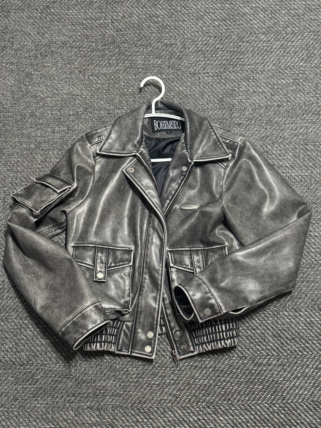 보헤미안서울 보헴서 레더 봄버 점퍼 워시드 그레이 1사이즈 상품이미지2