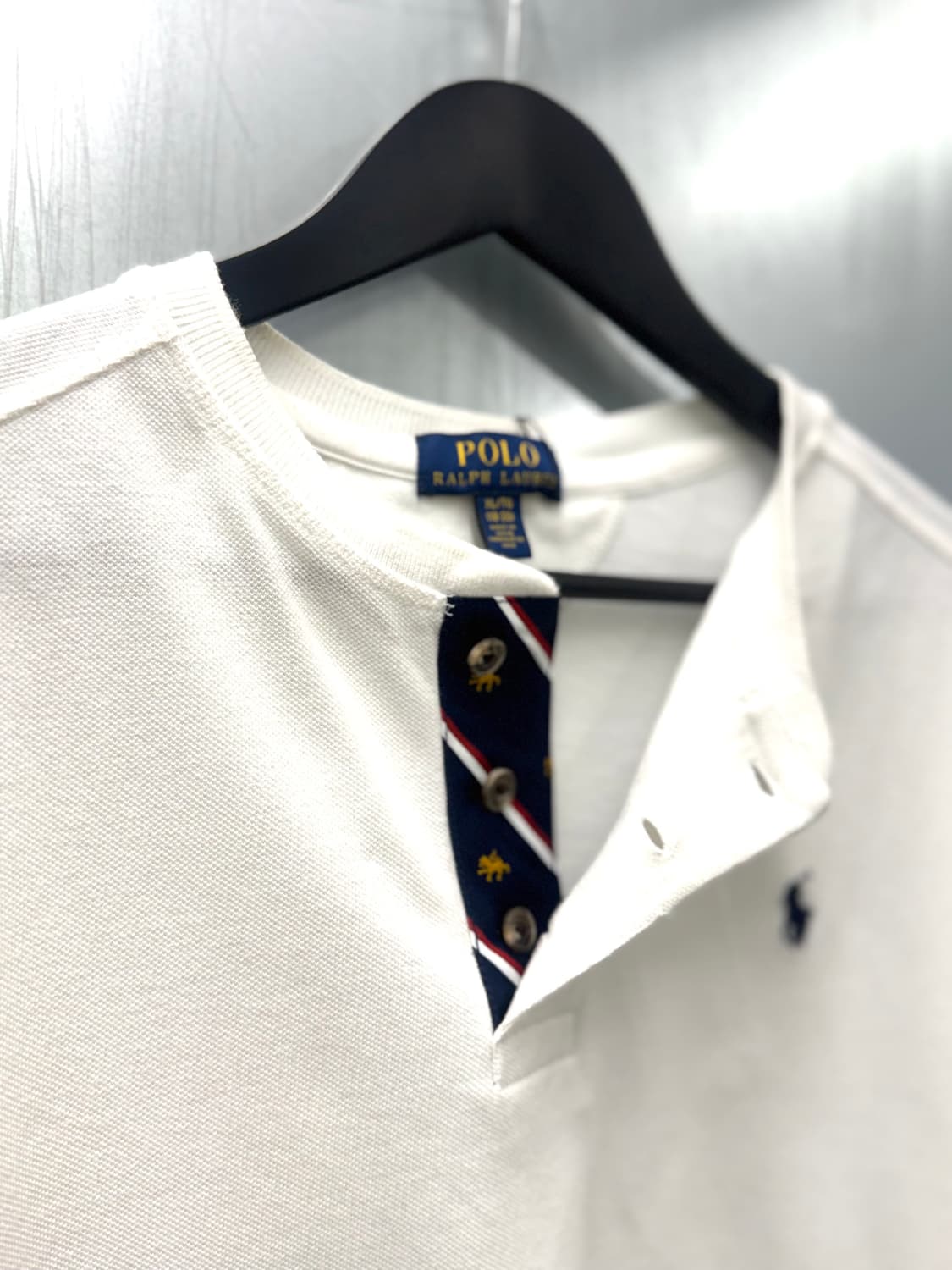 Polo 폴로 랄프로렌 화이트 색상 코튼 헨리넥 반팔 티셔츠 상품이미지4