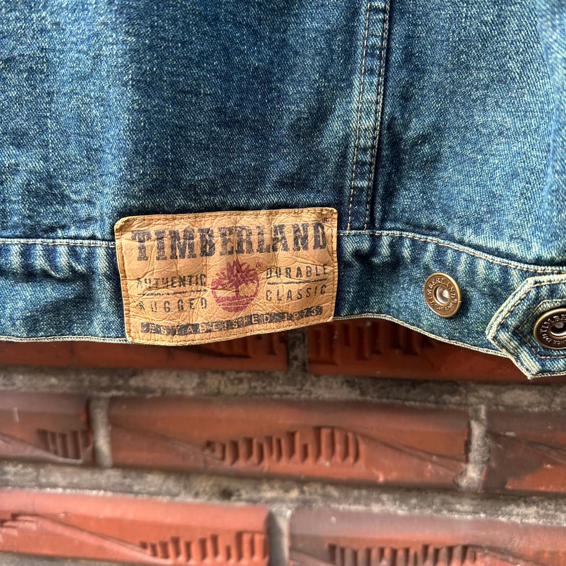 빈티지 00s 팀버랜드 가죽 데님자켓 상품이미지7