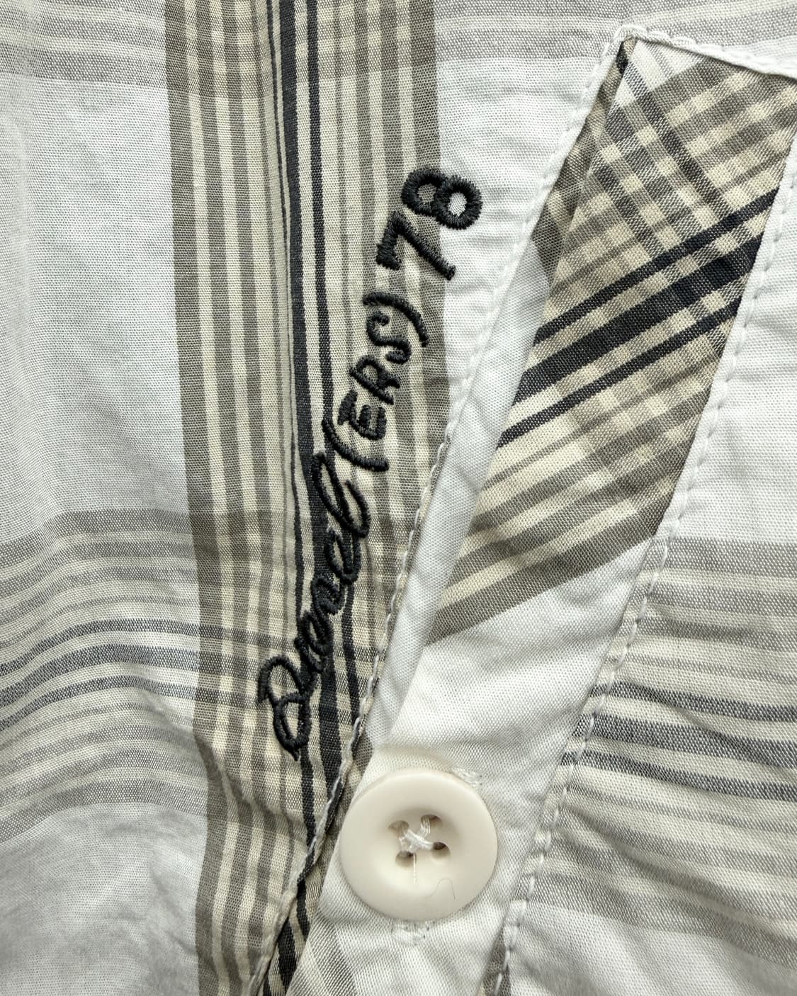 디젤 00s 백 그래픽 하이넥 체크 자켓 상품이미지6