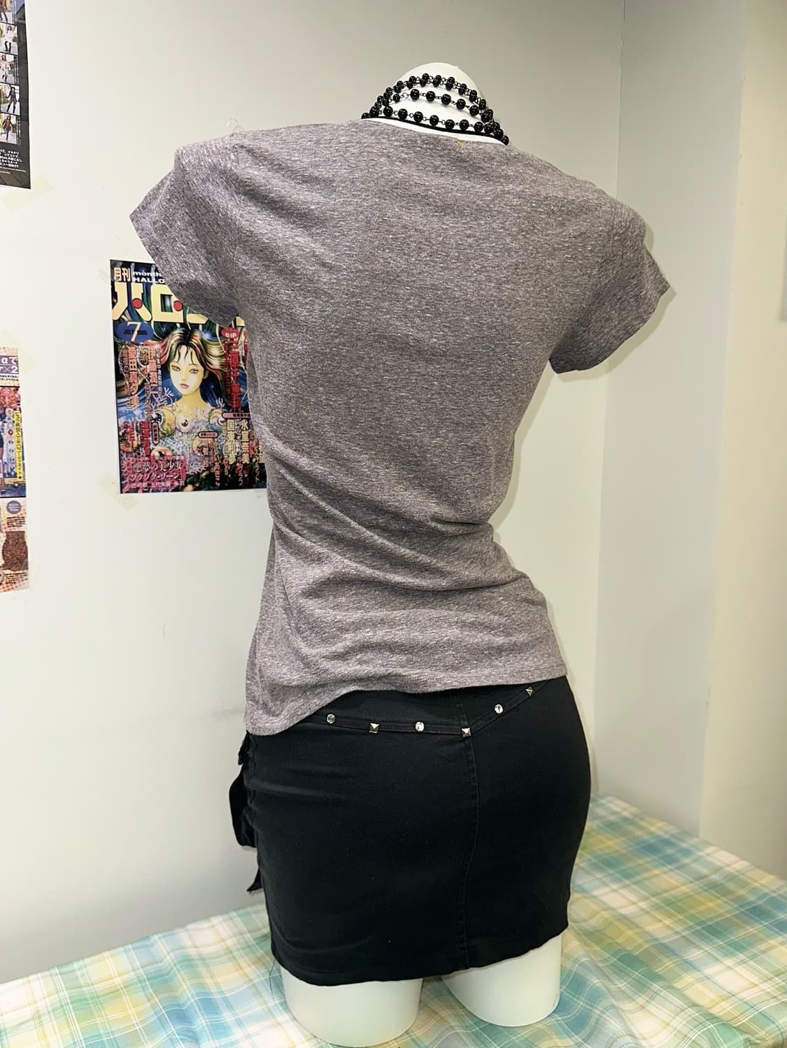 Cubic Detail Gray Slim T-shirt 상품이미지4