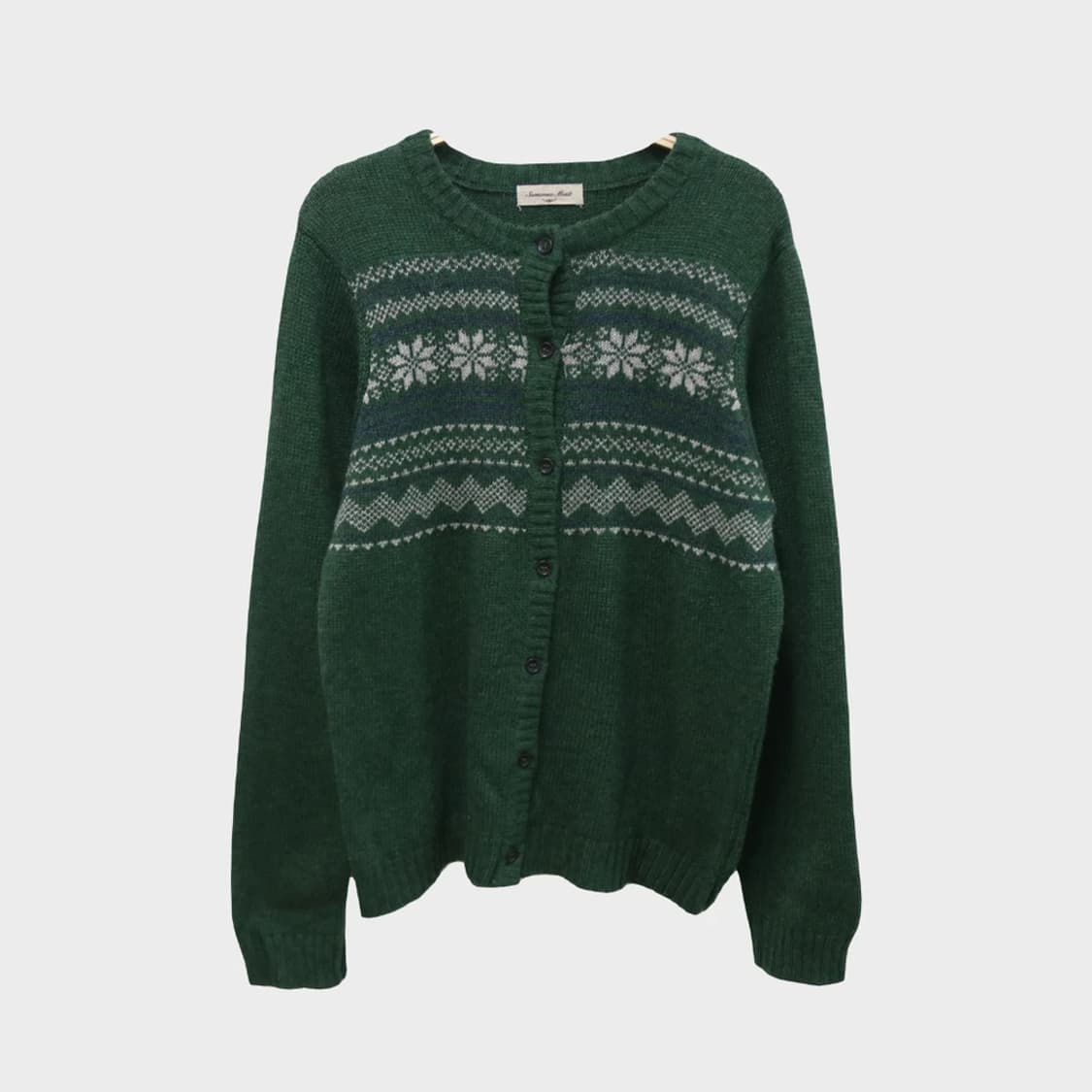 사만사모스2 그린 눈꽃 패턴 울혼방 가디건 61152 상품이미지1