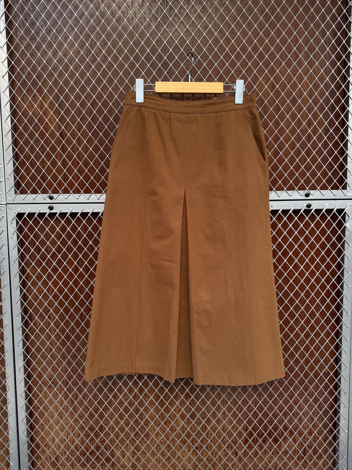 나인 nain 빈티지 헤비코튼 핀턱 스티치 브라운 롱 스커트 M 상품이미지5