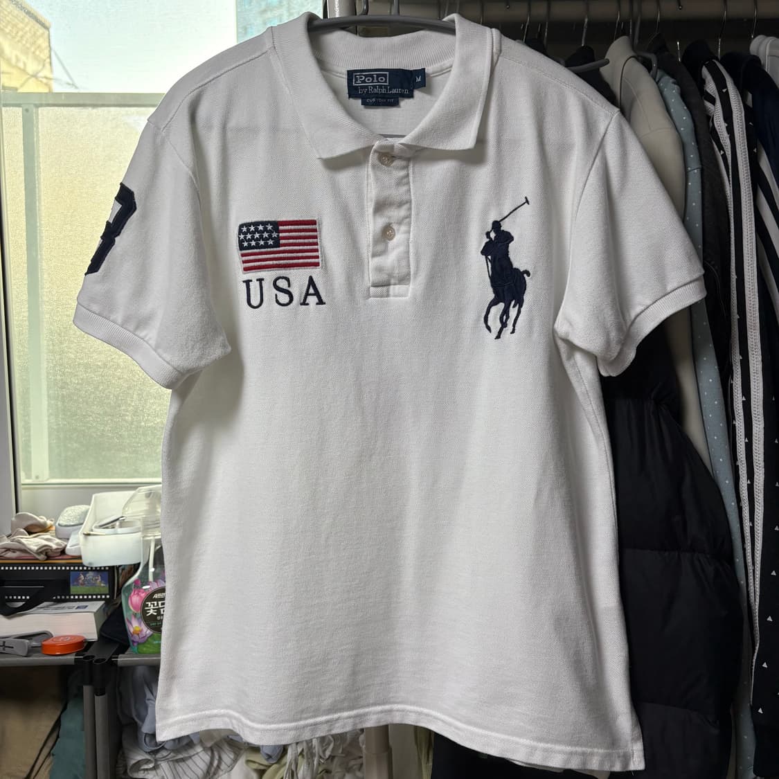 폴로 빅포니 성조기🇺🇸 치프키프 화이트 pk 반팔티 M 상품이미지2