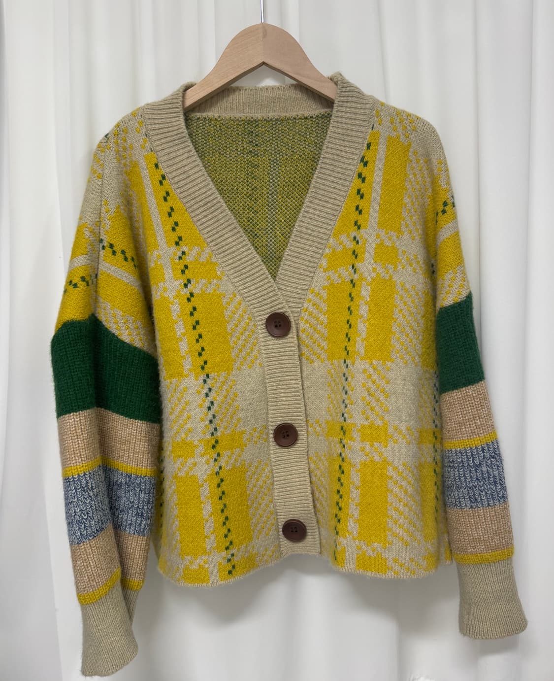 반에이크 체크 배색 가디건 상품이미지2