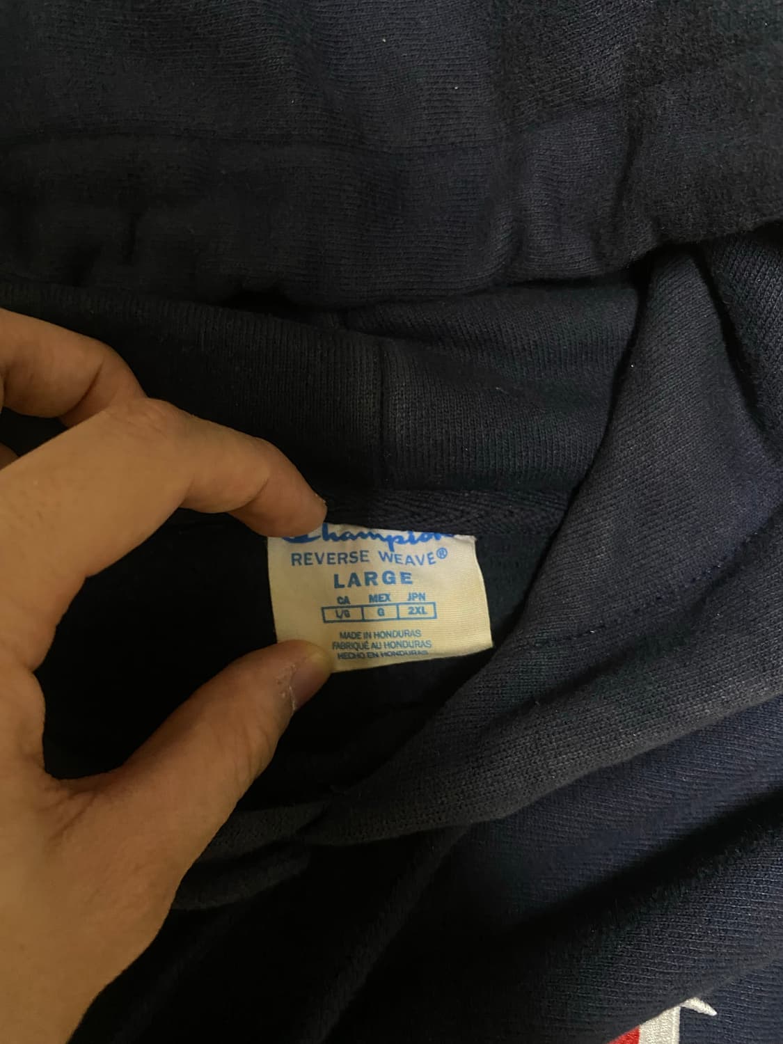 챔피온 네이비 기모 후드티 리버스위브 네이비 상품이미지4