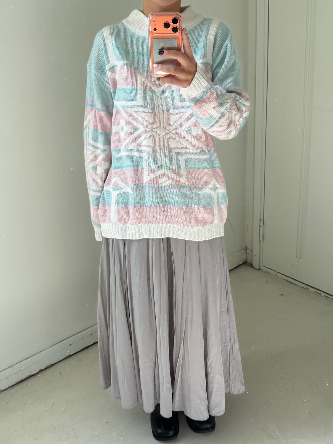 일본빈티지 파스텔 눈꽃 빈티지스웨터 상품이미지3