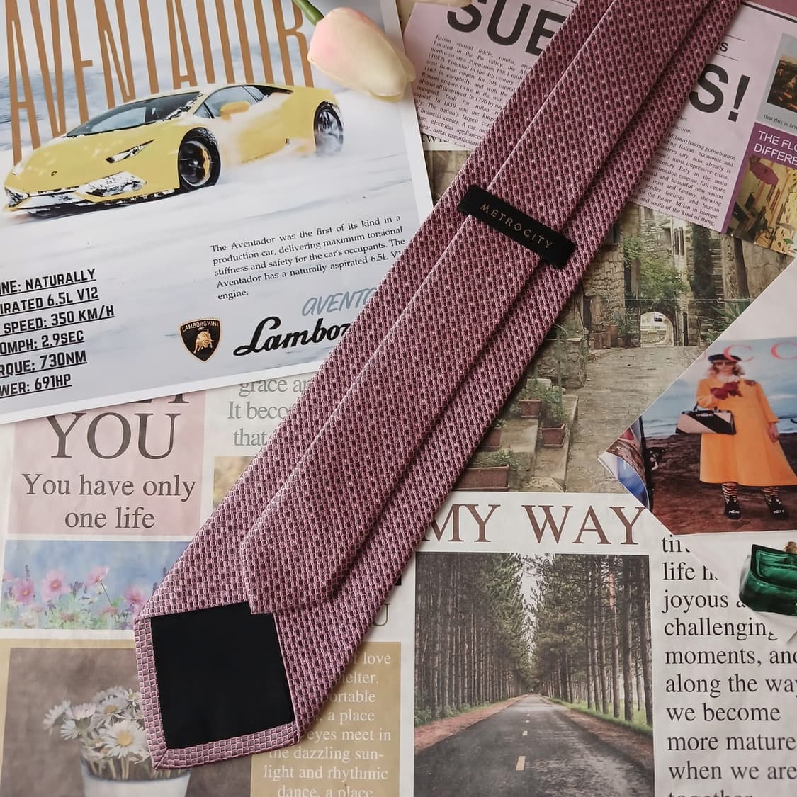 메트로시티 실크 핑크 자카드 패턴 넥타이 8.2cm A+등급 A19728 상품이미지4