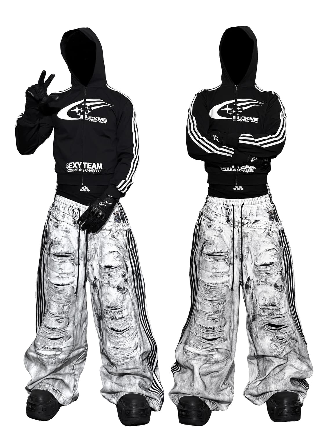 SEXYTEAM Graphic Cropped Zip Hoodie 상품이미지3