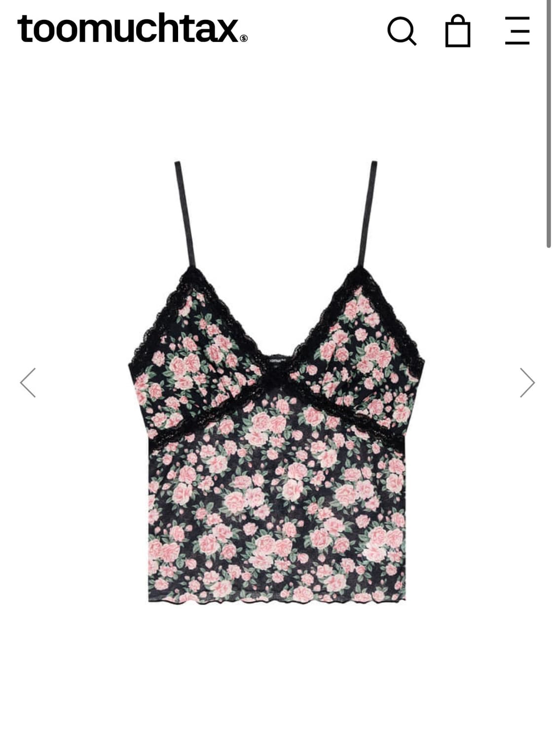 FLORAL 02 LACE CAMI TOP (BLACK) 상품이미지1