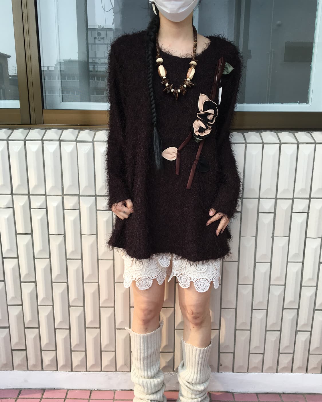 Corsage point fluffy knit 상품이미지1