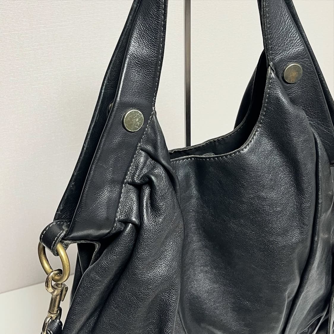 Bardot Rose 빈티지 리얼 블랙 레더 2way 크로스백 상품이미지4