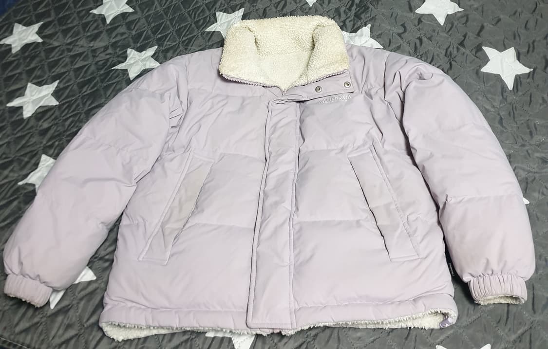 후아유 캘리포니아 오버핏 리버서블 뽀글이 패딩 자켓 연보라 (S) 상품이미지1