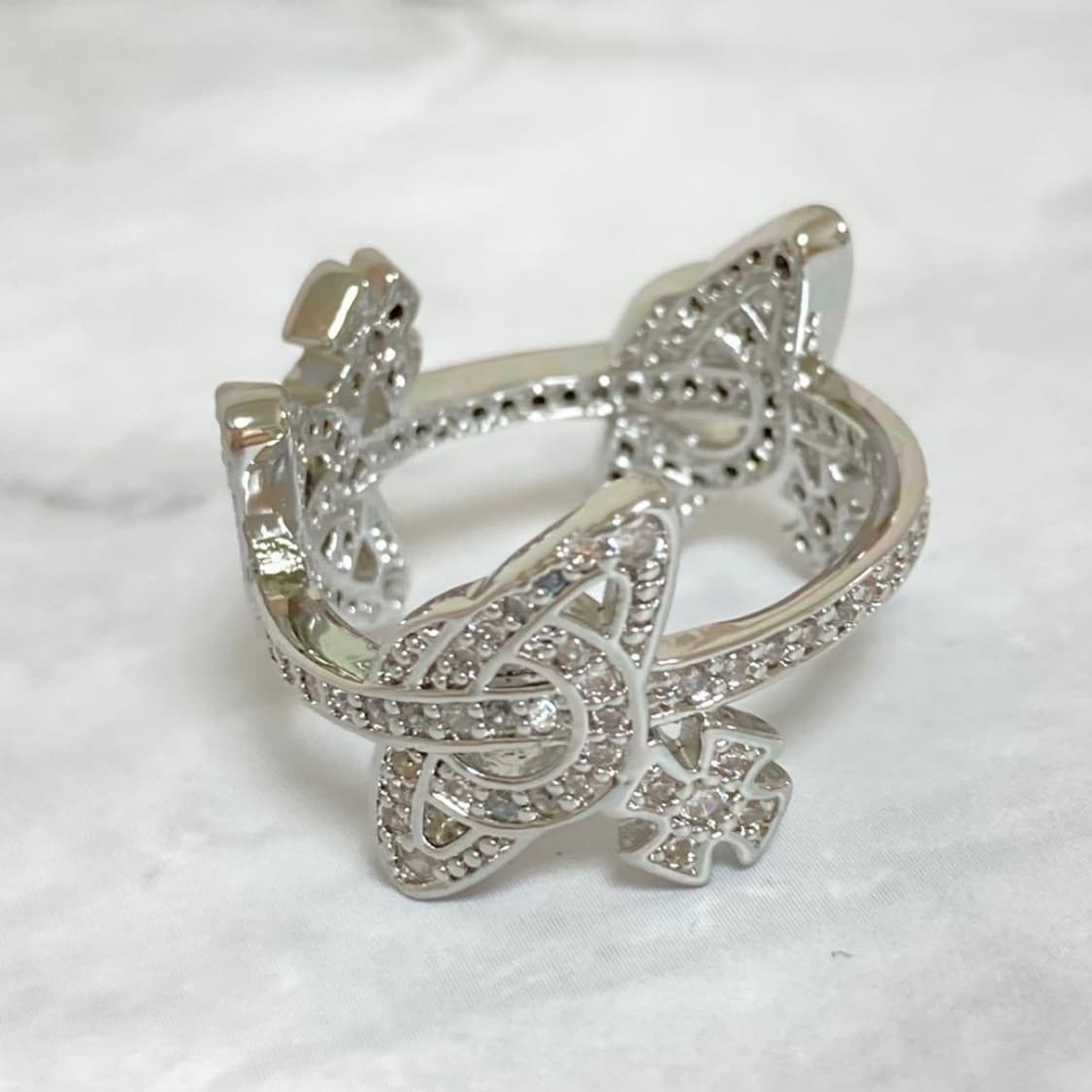 비비안웨스트우드 화이트크리스탈 실버 orb링 반지 상품이미지3