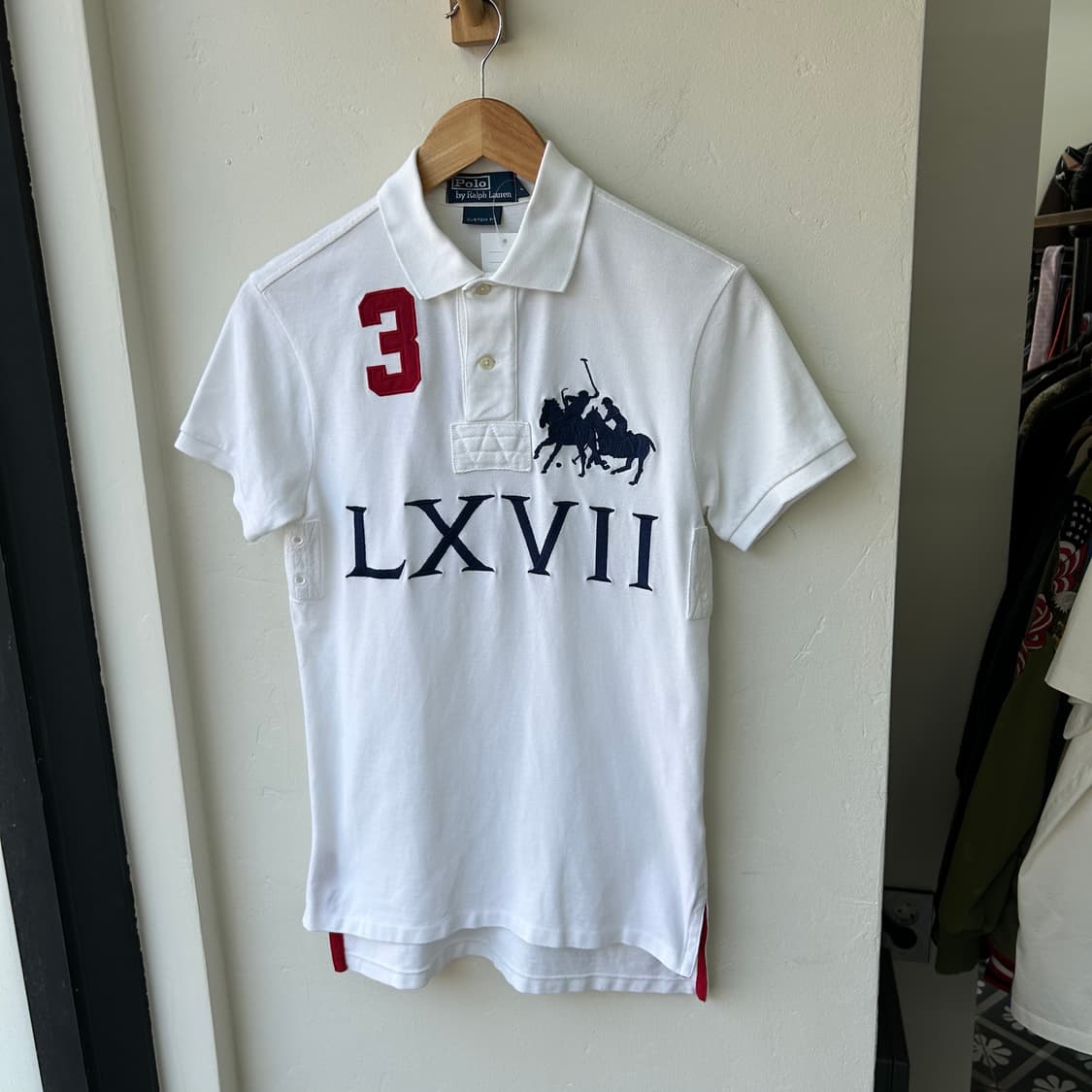 폴로 랄프로렌 화이트 빅포니 반팔 럭비티 카라티 상품이미지2