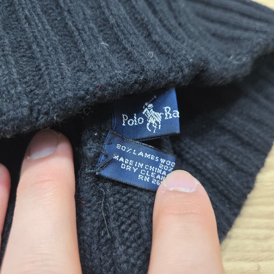 OS 폴로랄프로렌 램스울 비니 블랙 화이트 포니 상품이미지3