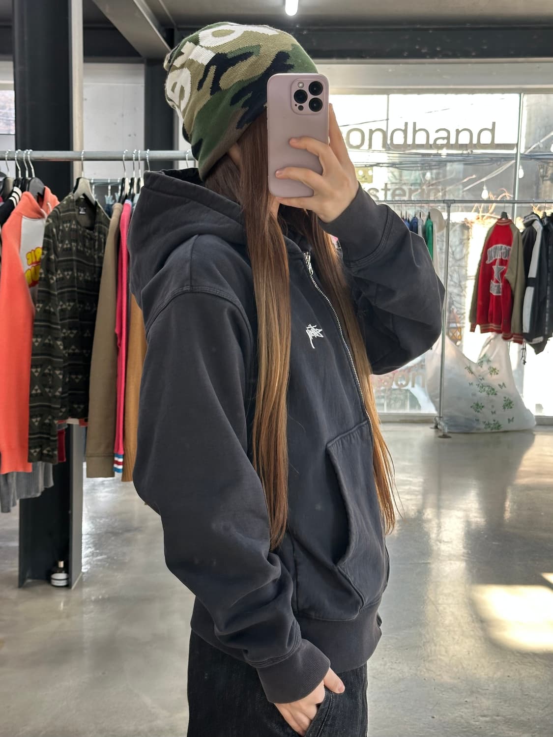 스투시 피그먼트워시드 다이드 후드집업 상품이미지4