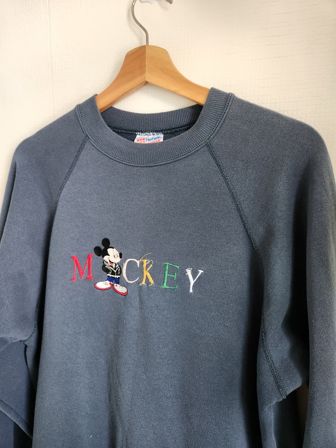 90s 헤인즈 미키마우스 래글런 스웻셔츠(USAmade) 상품이미지2