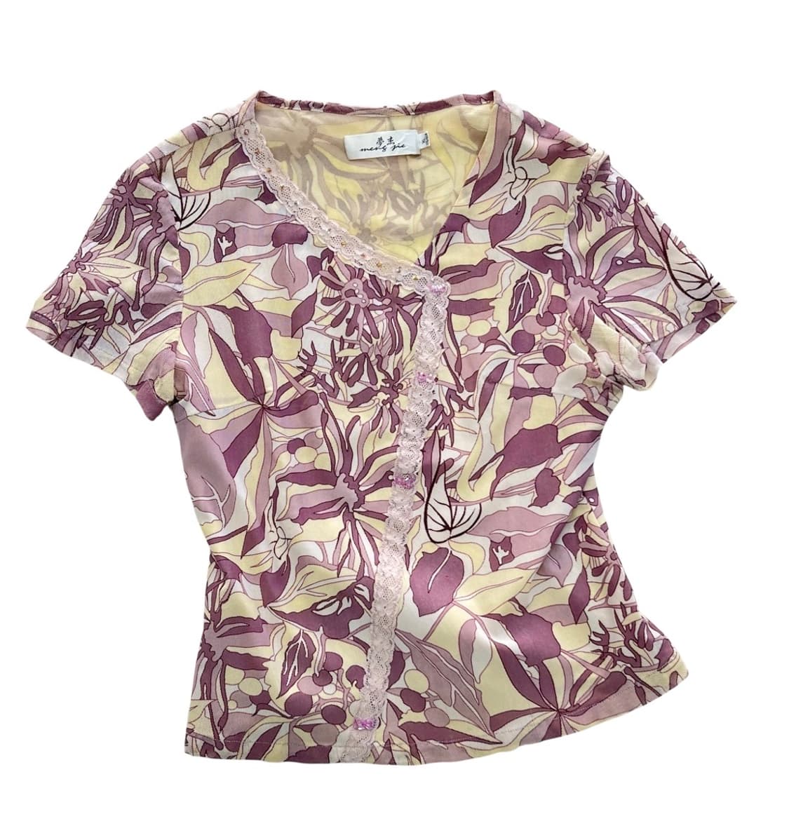 JPN 일본 빈티지 하라주쿠 Y2K 모리걸 스타일 키치 반팔티 상품이미지1