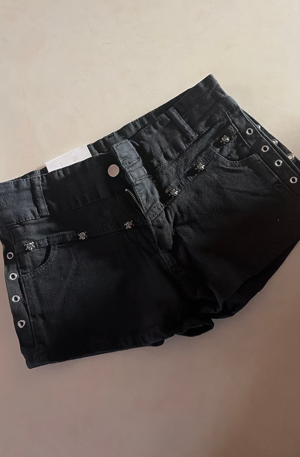 해골 디테일 숏 팬츠 + RED BELT SET 상품이미지2