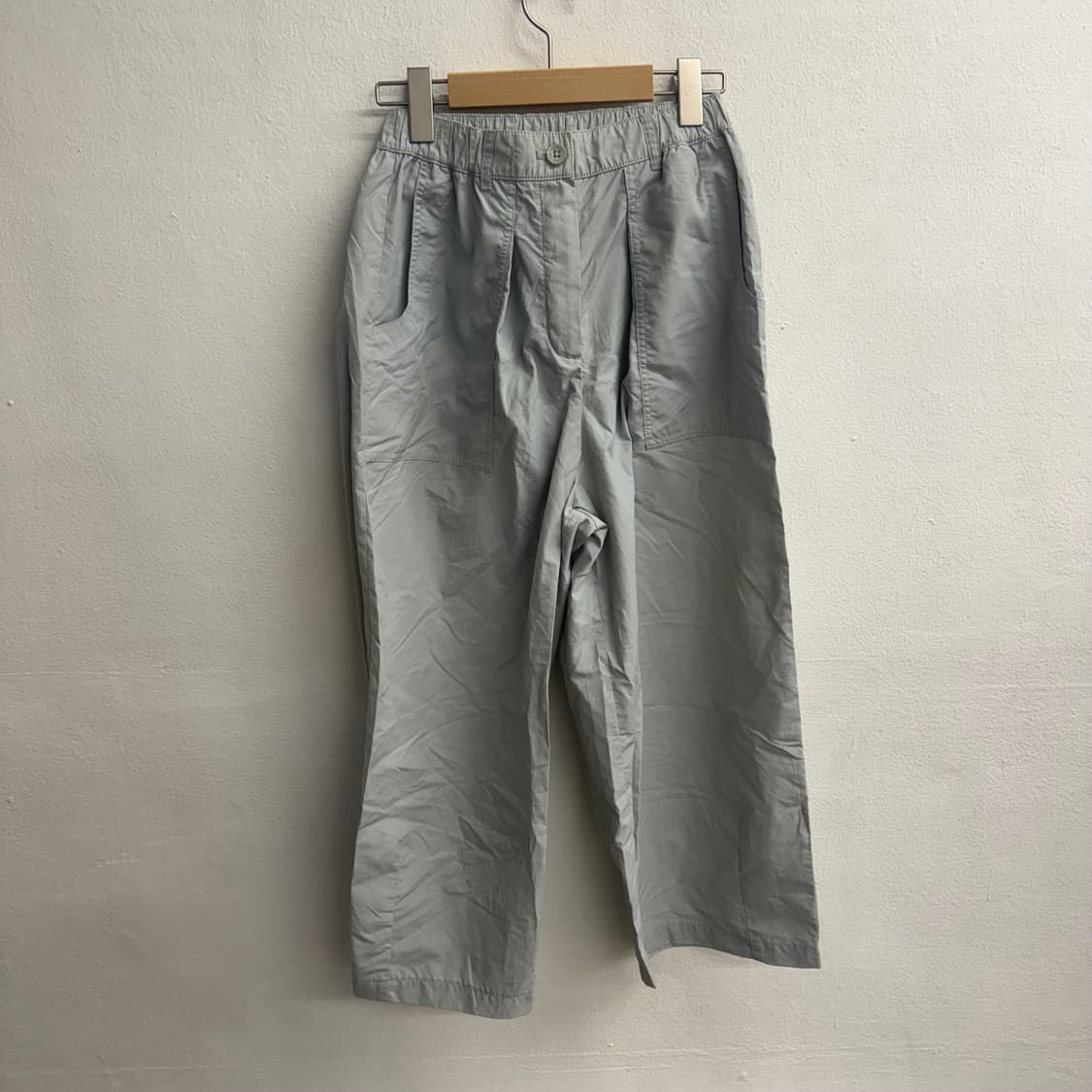 써스데이아일랜드 나일론 라이트 그레이 와이드 밴딩 팬츠S 상품이미지1