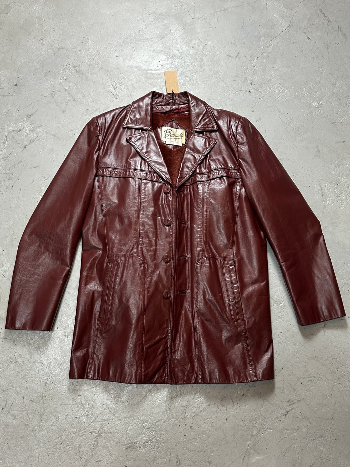 80’s 빈티지 버건디 레더 카코트 블레이저 파이트 클럽 상품이미지1