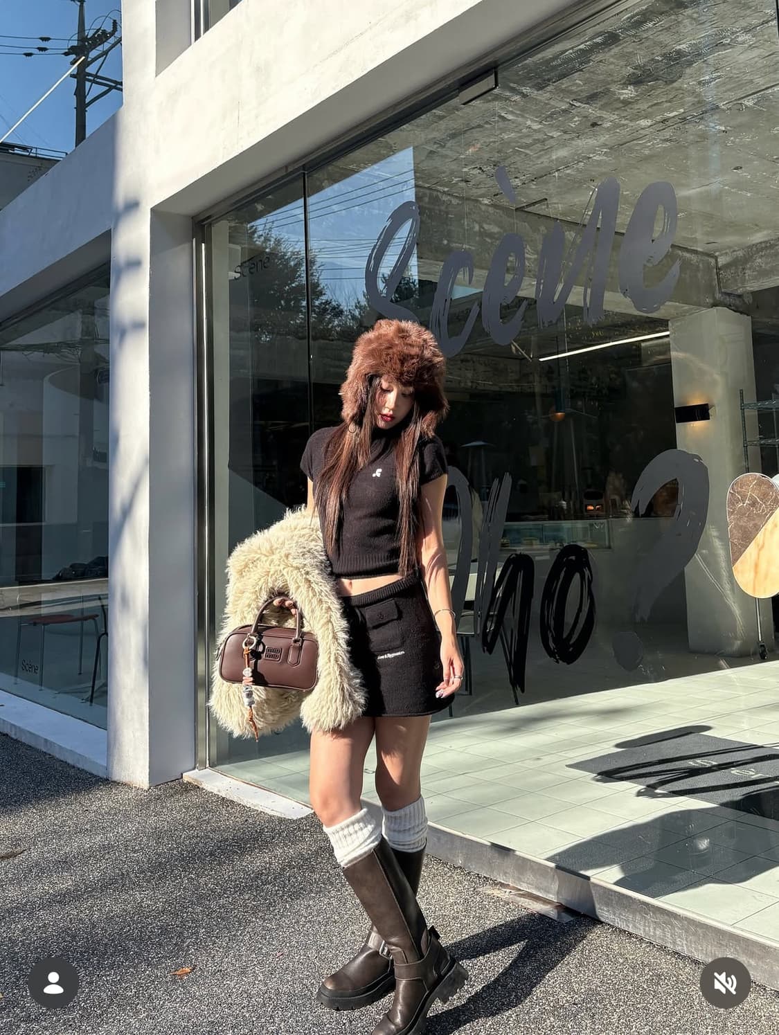 (1회착) Rest & Recreation 블랙 크롭 티셔츠 + 스커트 상품이미지7