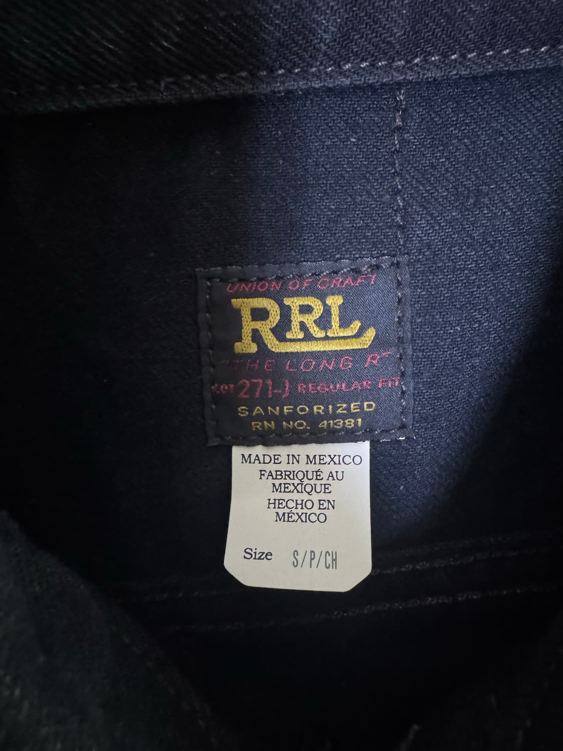 RRL lot271 블랙 S사이즈 멕시코산 상품이미지2